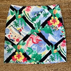 Talbots 12 Petite Tropical Print Cotton Skirt Beachy Coastal Summer